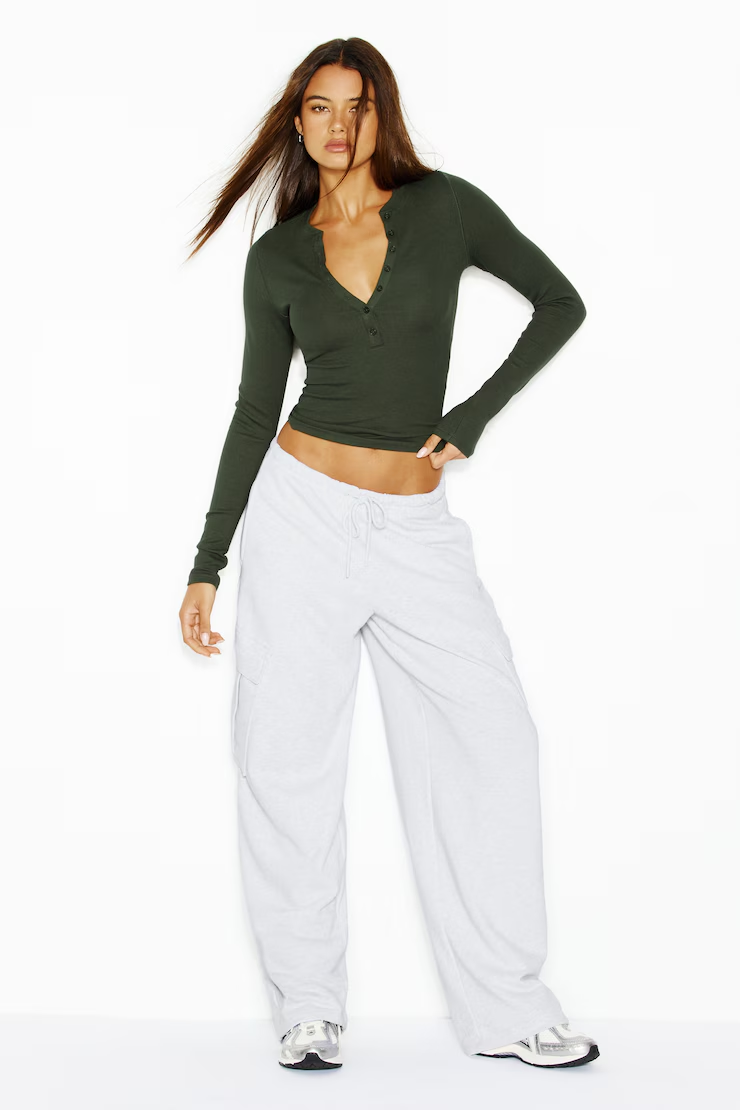 Snatchrib Crewneck Henley Long Sleeve Top - Image 4