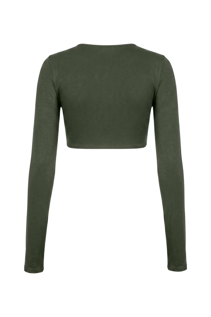 Sleek Tie Front Micro Long Sleeve Top - Image 7