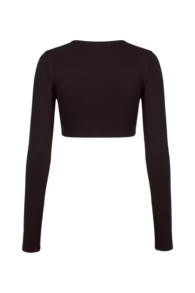Sleek Tie Front Micro Long Sleeve Top - Image 7