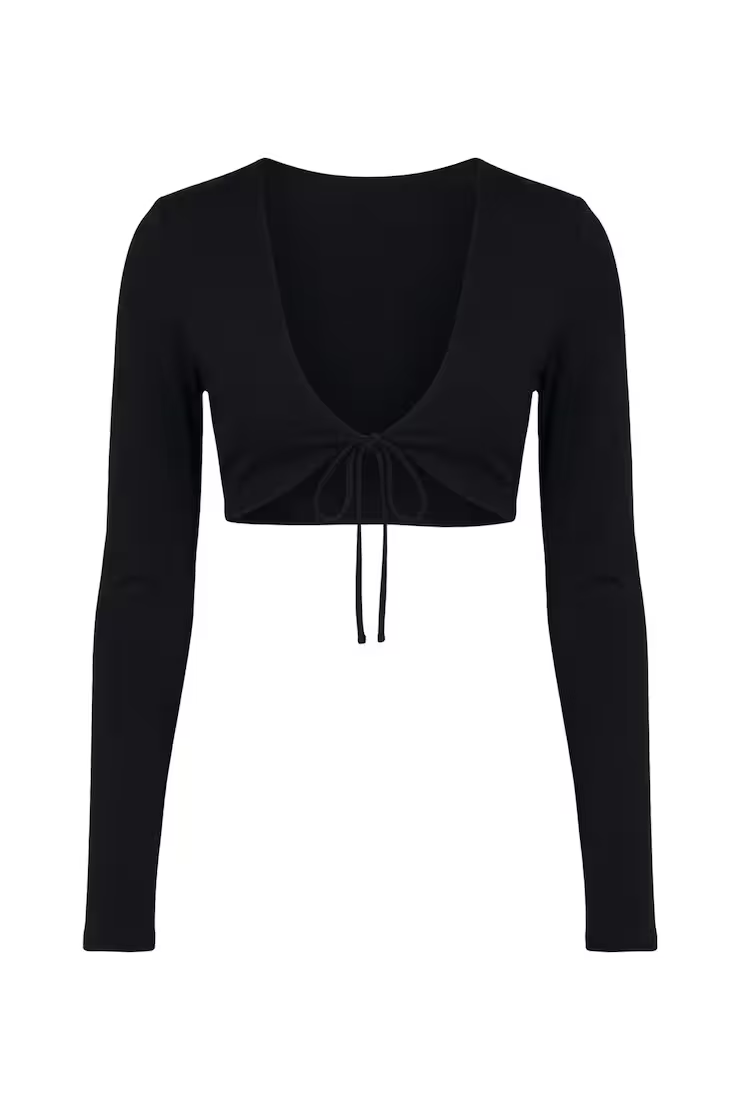 Alternative view of Sleek Tie Front Micro Long Sleeve Top