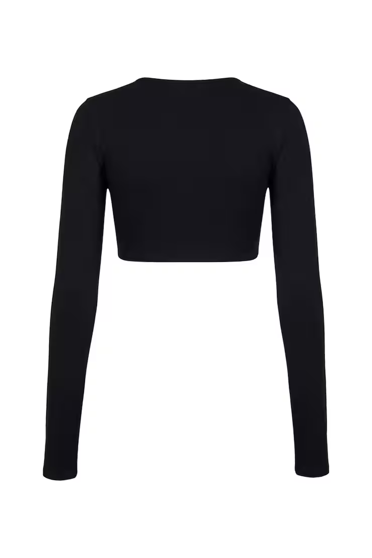Sleek Tie Front Micro Long Sleeve Top - Image 7