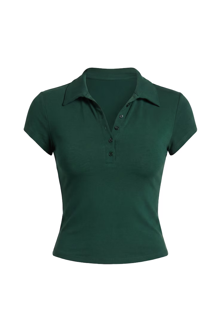 Sleek Short Sleeve Polo Top - Image 2