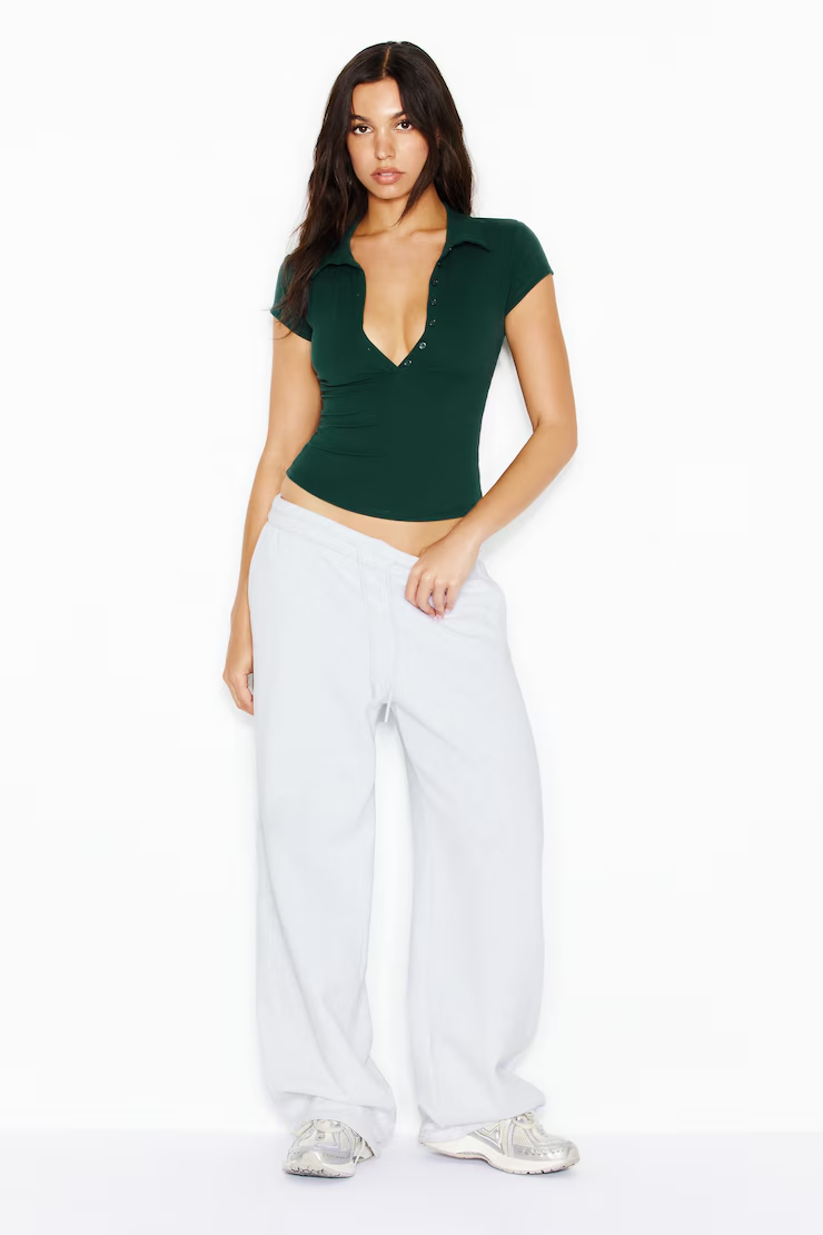 Sleek Short Sleeve Polo Top - Image 4