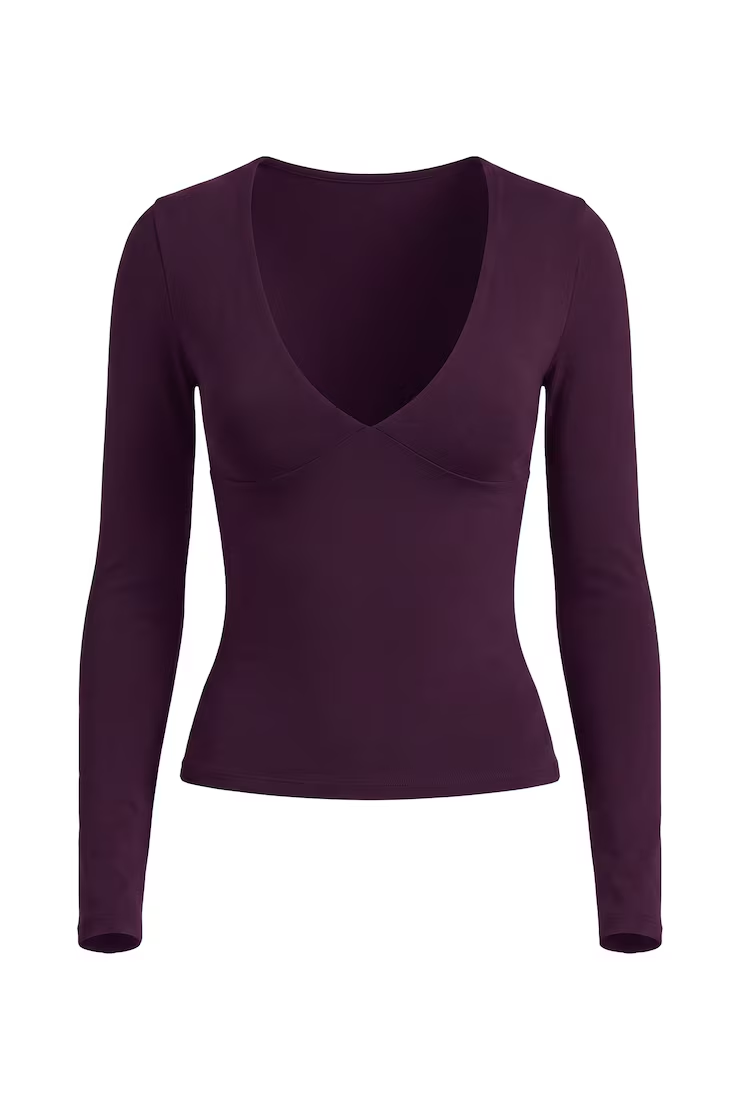 Sleek Plunge Longsleeve Top - Image 2