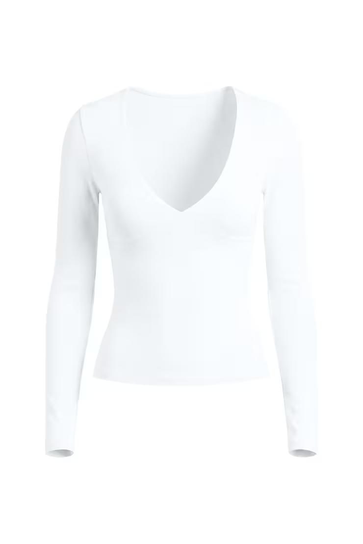 Sleek Plunge Longsleeve Top - Image 2