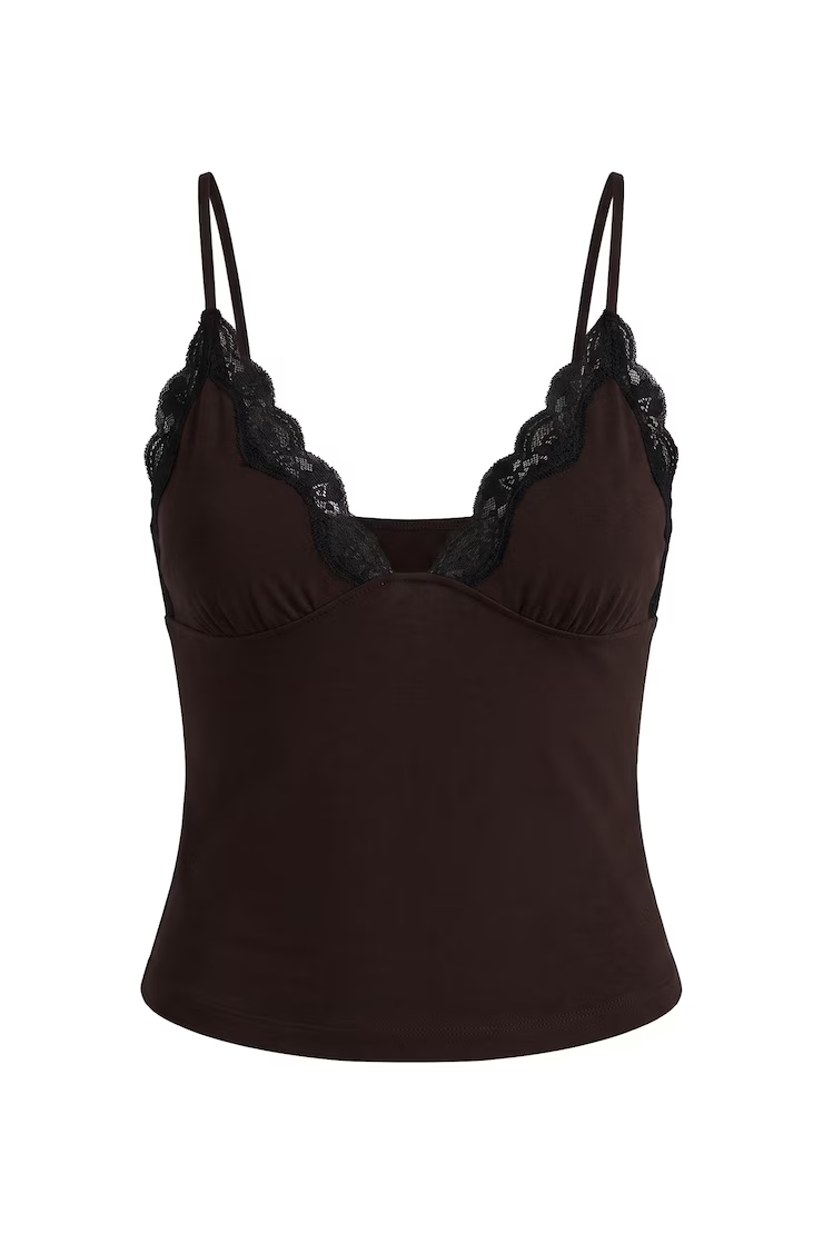 Alternative view of Sleek Plunge Lace Trim Cami Top