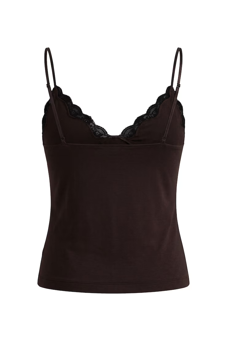 Sleek Plunge Lace Trim Cami Top - Image 7