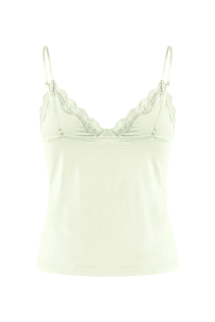Sleek Plunge Lace Trim Cami Top - Image 7