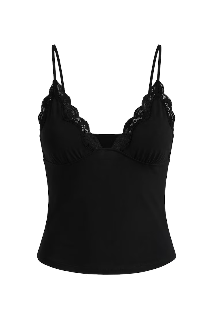 Alternative view of Sleek Plunge Lace Trim Cami Top
