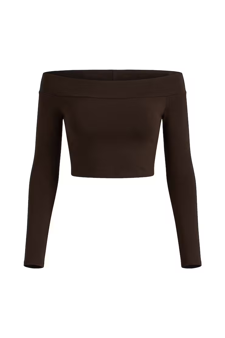 Sleek Off Shoulder Long Sleeve Top - Image 2