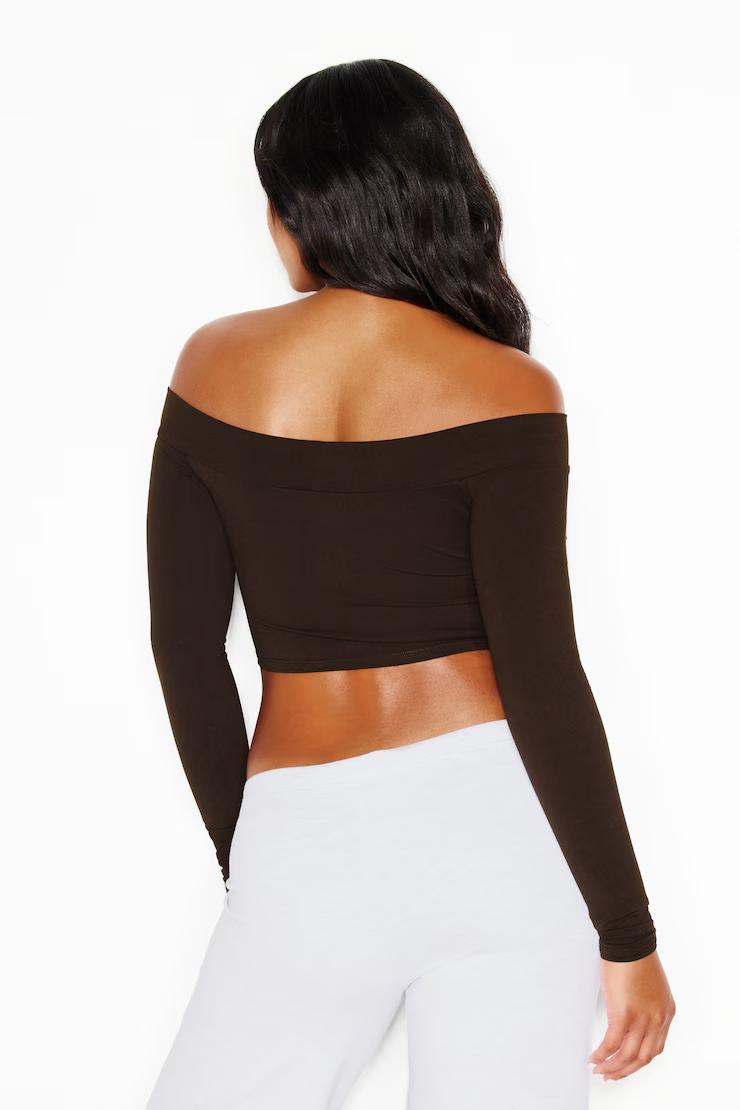 Sleek Off Shoulder Long Sleeve Top - Image 6