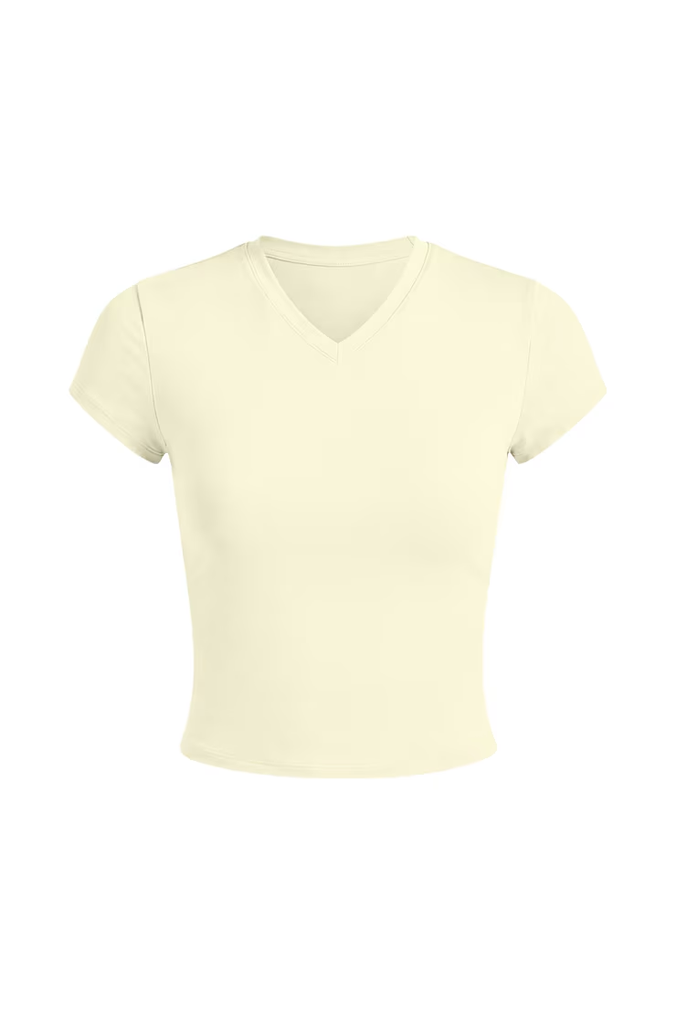 Sleek High V-Neck Short Sleeve Top - Image 2