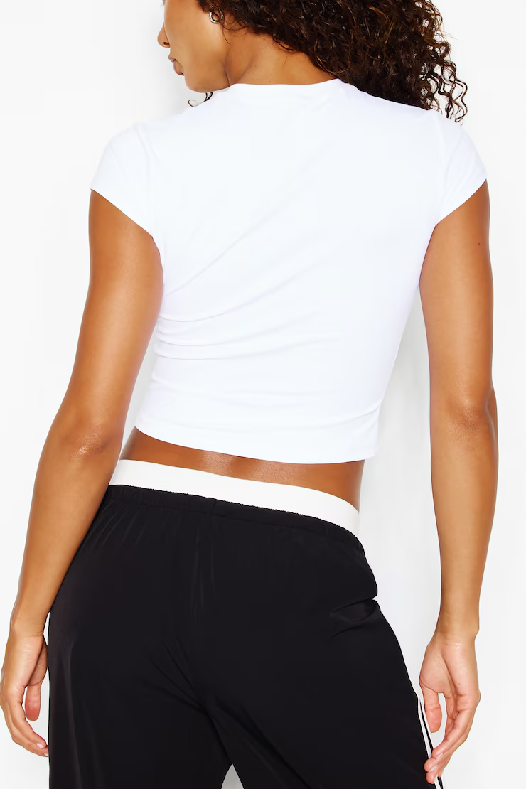 Sleek High V-Neck Short Sleeve Top - Image 6