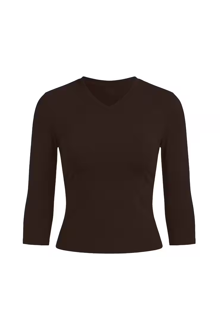 Alternative view of Sleek High V-Neck 3/4 Sleeve Top