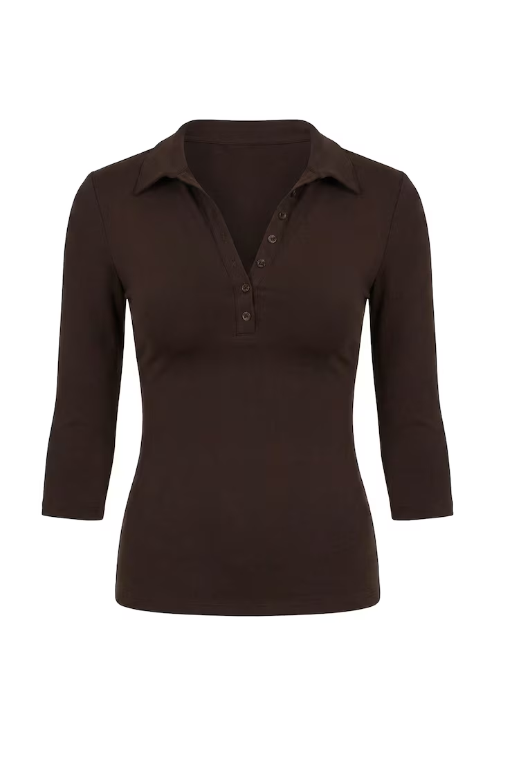 Alternative view of Sleek 3/4 Sleeve Polo Top