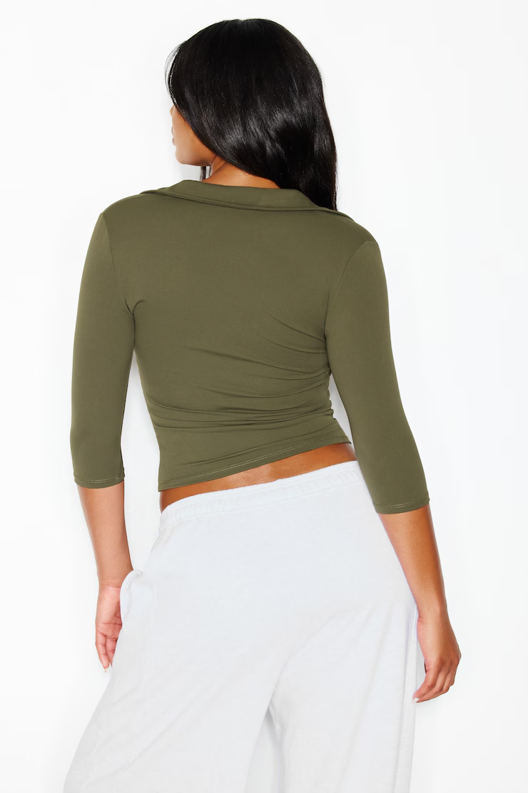 Sleek 3/4 Sleeve Polo Top - Image 6