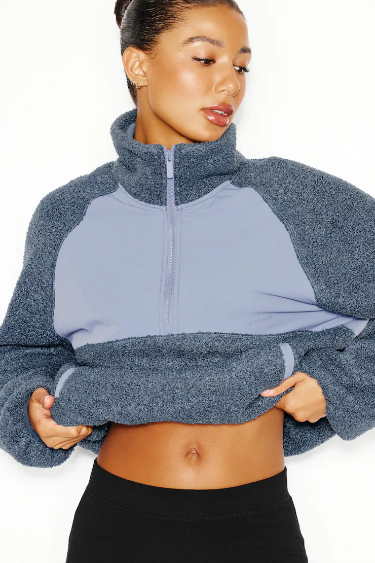 Sherpa Mixed Media Half Zip Jacket - Image 3