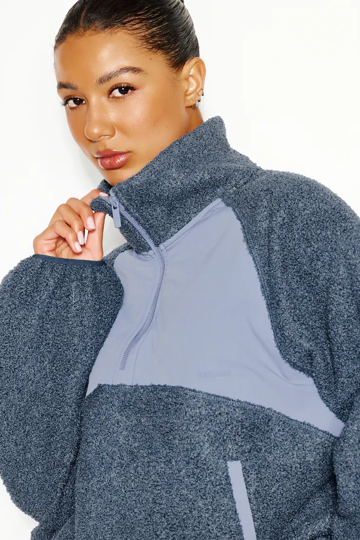 Sherpa Mixed Media Half Zip Jacket - Image 5