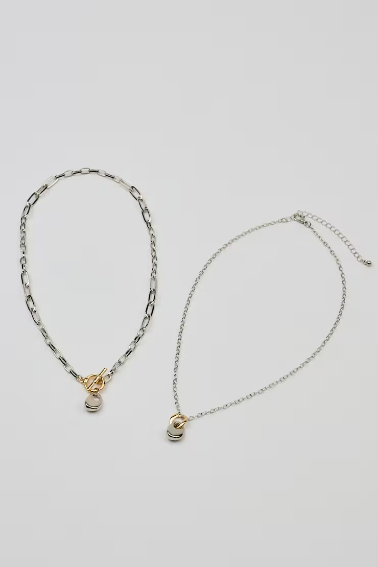 Set Of 2 Mini Hammered Oval Necklaces - Image 4