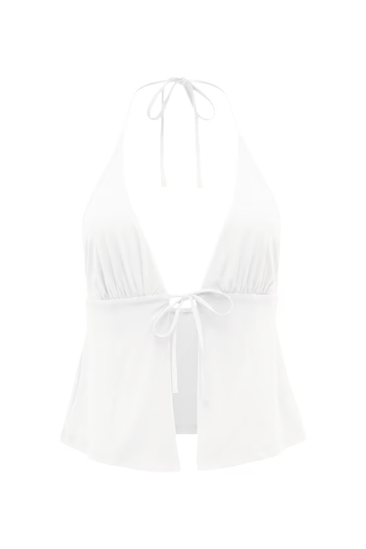 Plunge Tie Front Halter - Image 2
