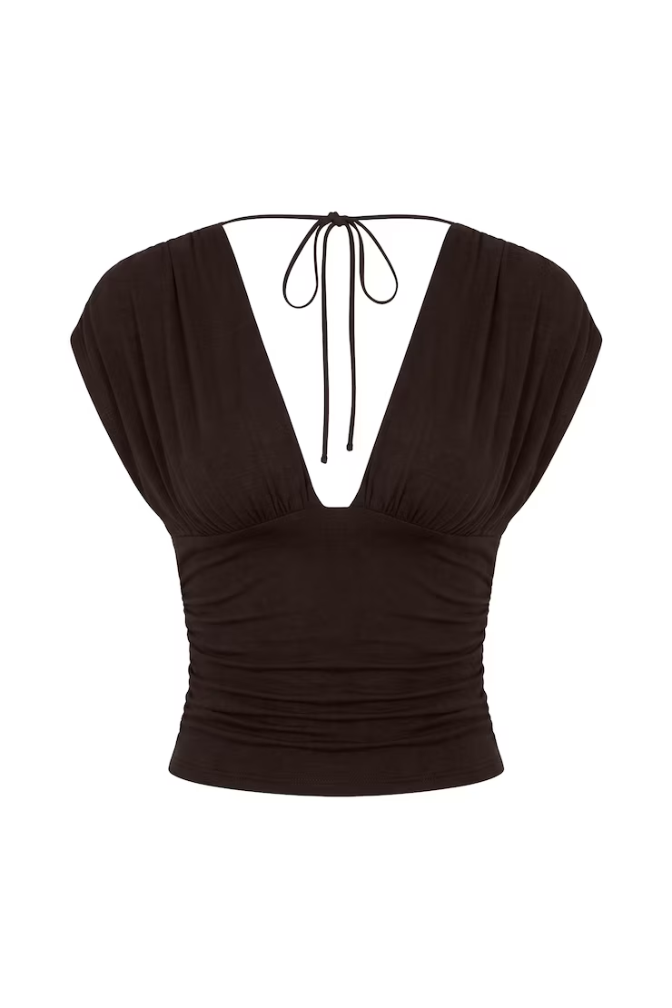 Alternative view of Plunge Open Tie Back Top