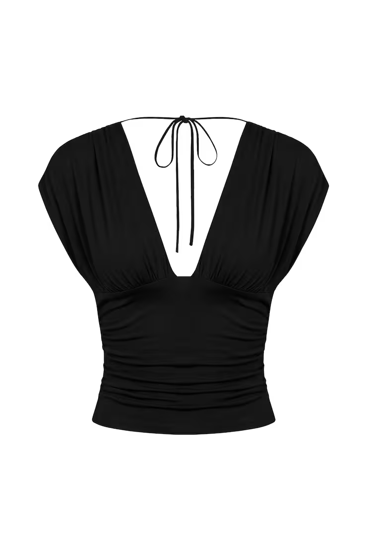 Alternative view of Plunge Open Tie Back Top