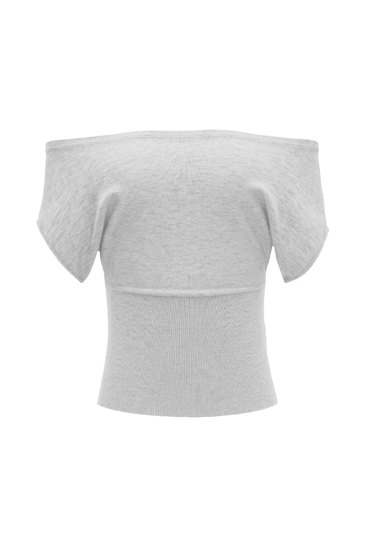 Off Shoulder Short Sleeve Cinch Waist Top - Image 2