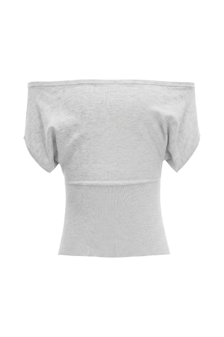 Off Shoulder Short Sleeve Cinch Waist Top - Image 7