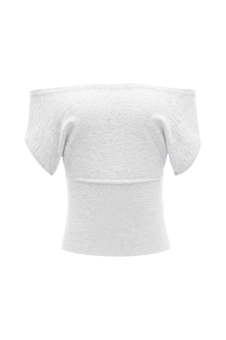 Off Shoulder Short Sleeve Cinch Waist Top - Image 2