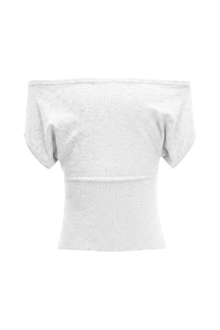 Off Shoulder Short Sleeve Cinch Waist Top - Image 7