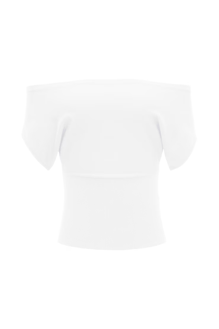 Off Shoulder Short Sleeve Cinch Waist Top - Image 2