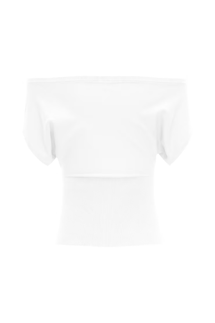 Off Shoulder Short Sleeve Cinch Waist Top - Image 7