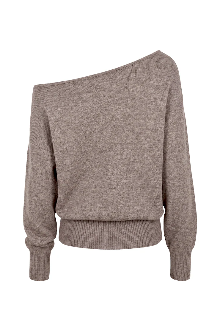 Long Sleeve Spongy Relaxed Off Shoulder Sweater - Image 7