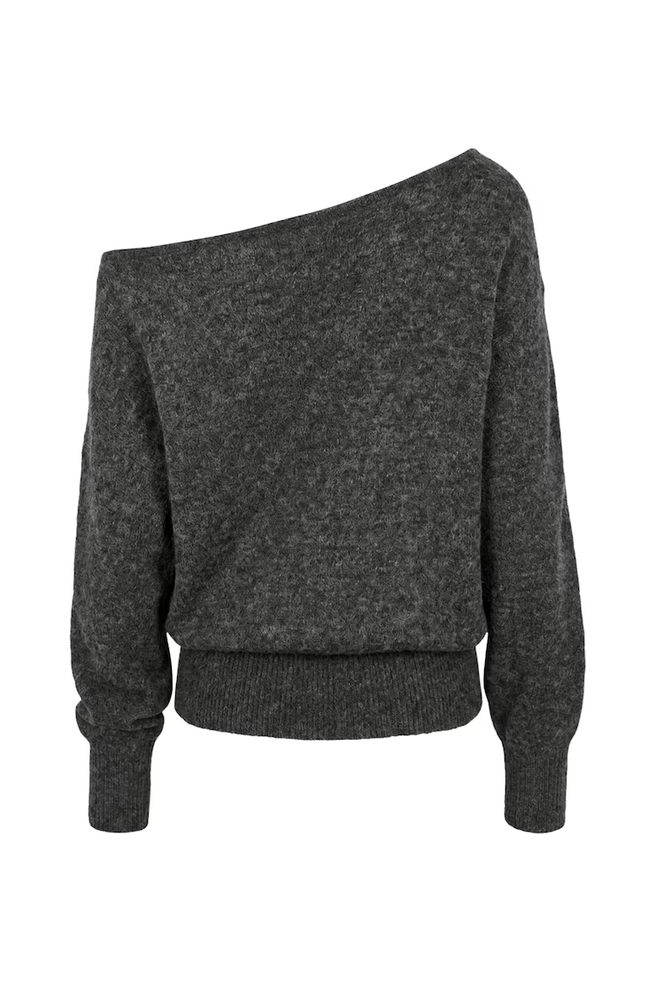Long Sleeve Spongy Relaxed Off Shoulder Sweater - Image 7