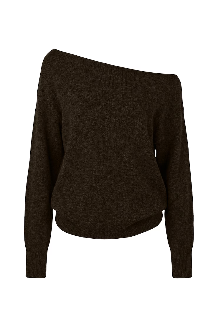 Long Sleeve Spongy Relaxed Off Shoulder Sweater - Image 2