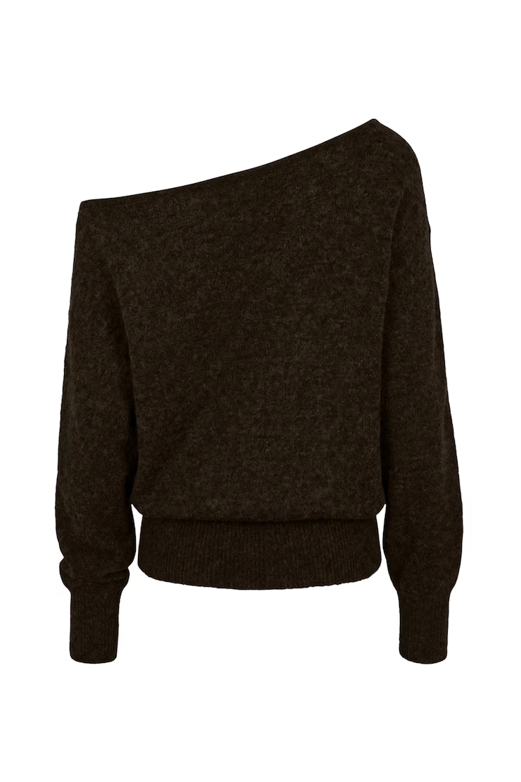 Long Sleeve Spongy Relaxed Off Shoulder Sweater - Image 7