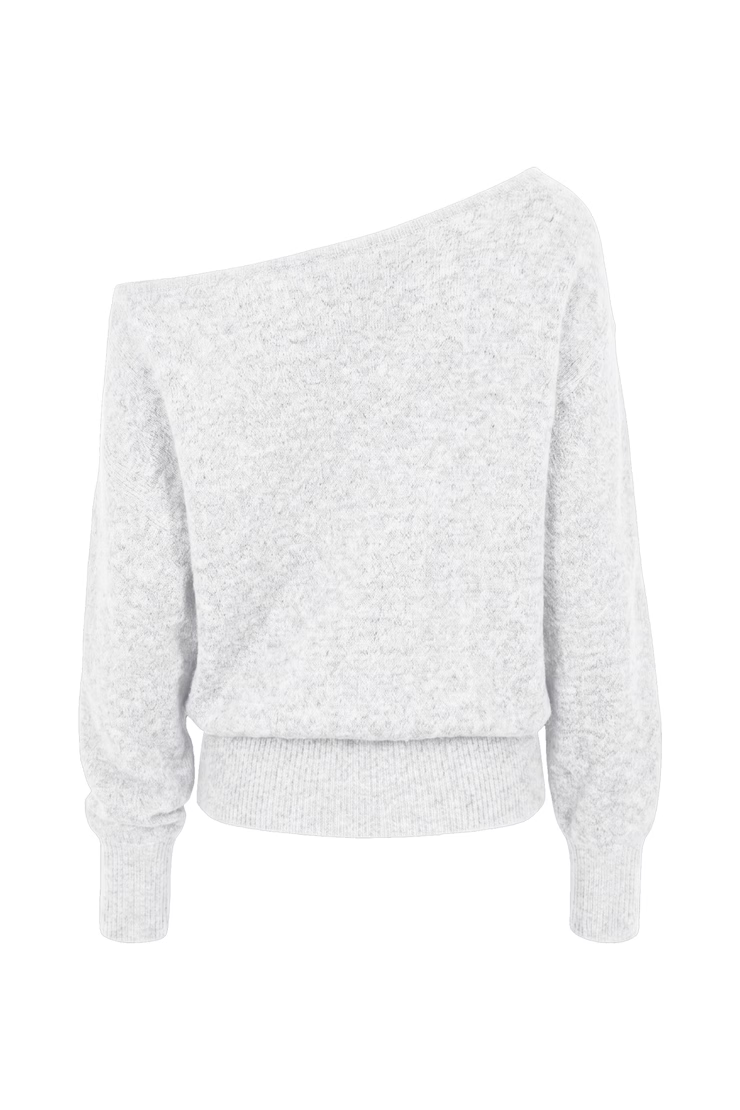 Long Sleeve Spongy Relaxed Off Shoulder Sweater - Image 7