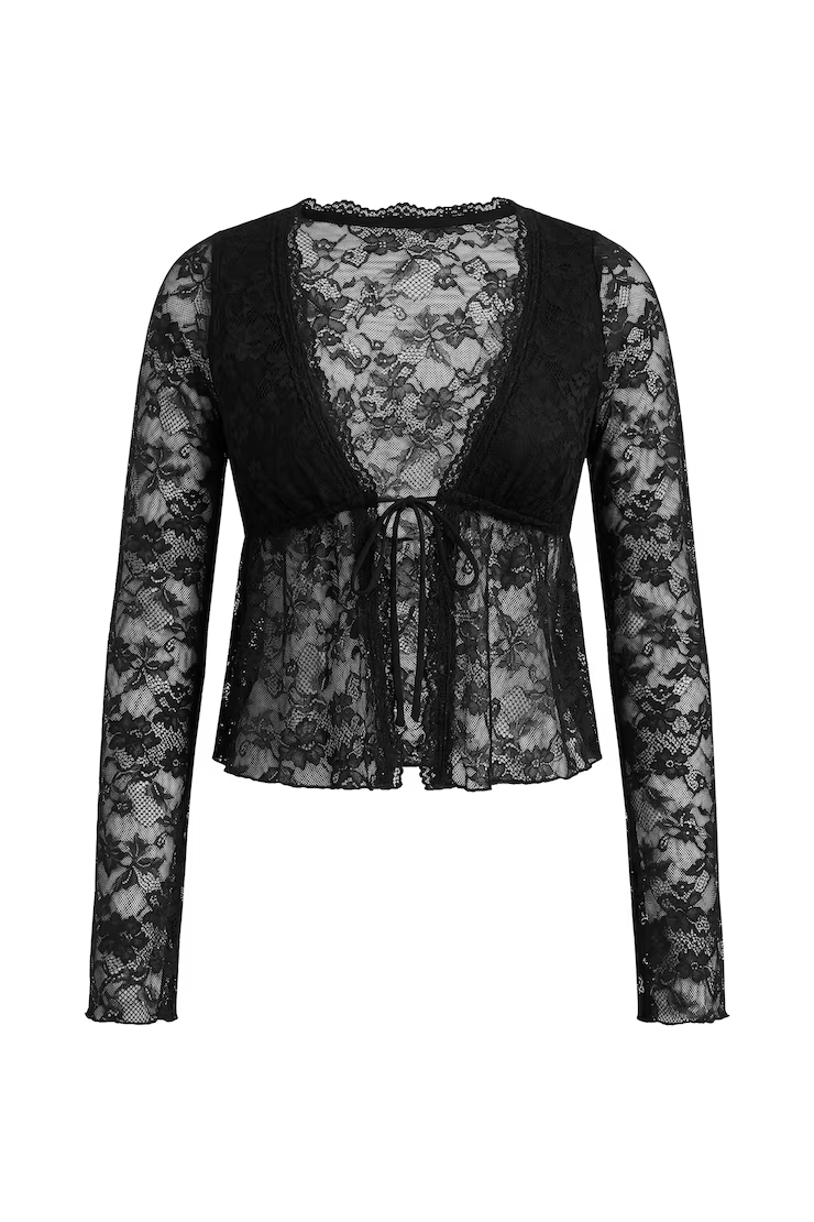 Alternative view of Lace Tie Front Long Sleeve Top