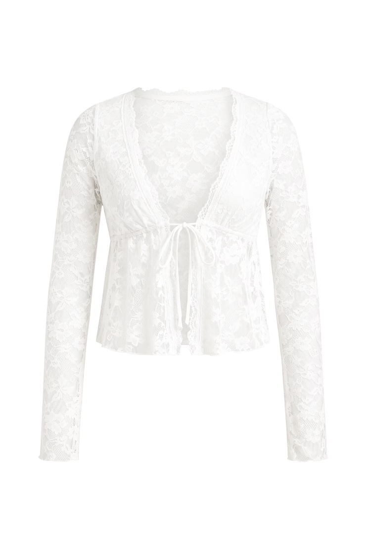 Alternative view of Lace Tie Front Long Sleeve Top
