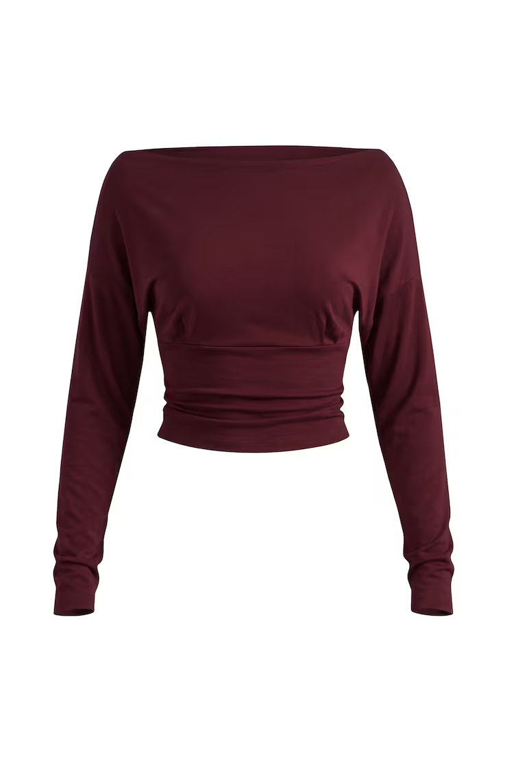 Alternative view of Asymmetric Snatched Waist Long Sleeve Top