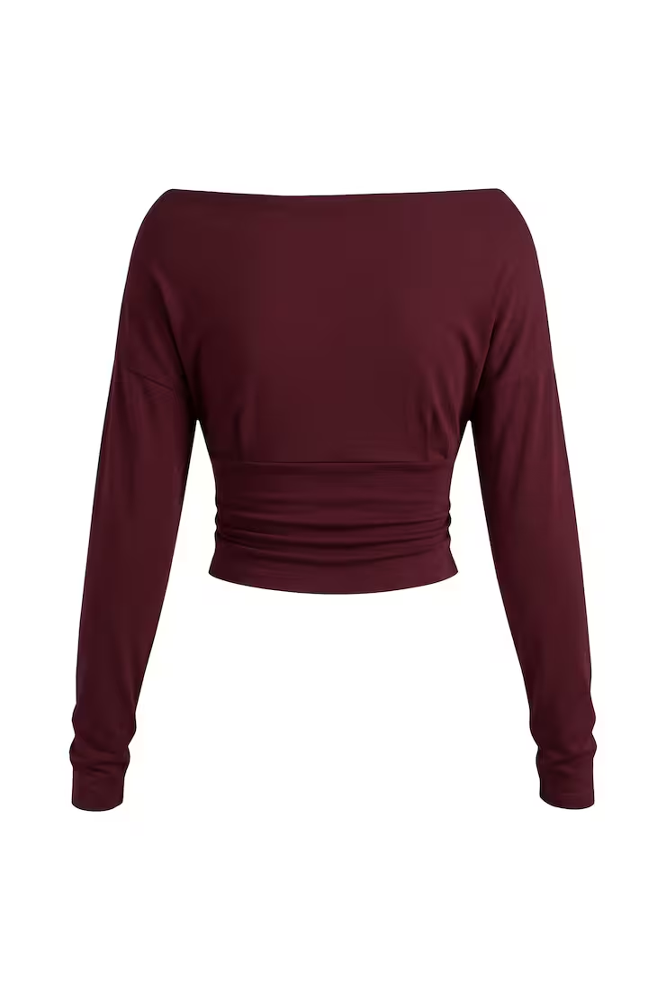 Asymmetric Snatched Waist Long Sleeve Top - Image 7