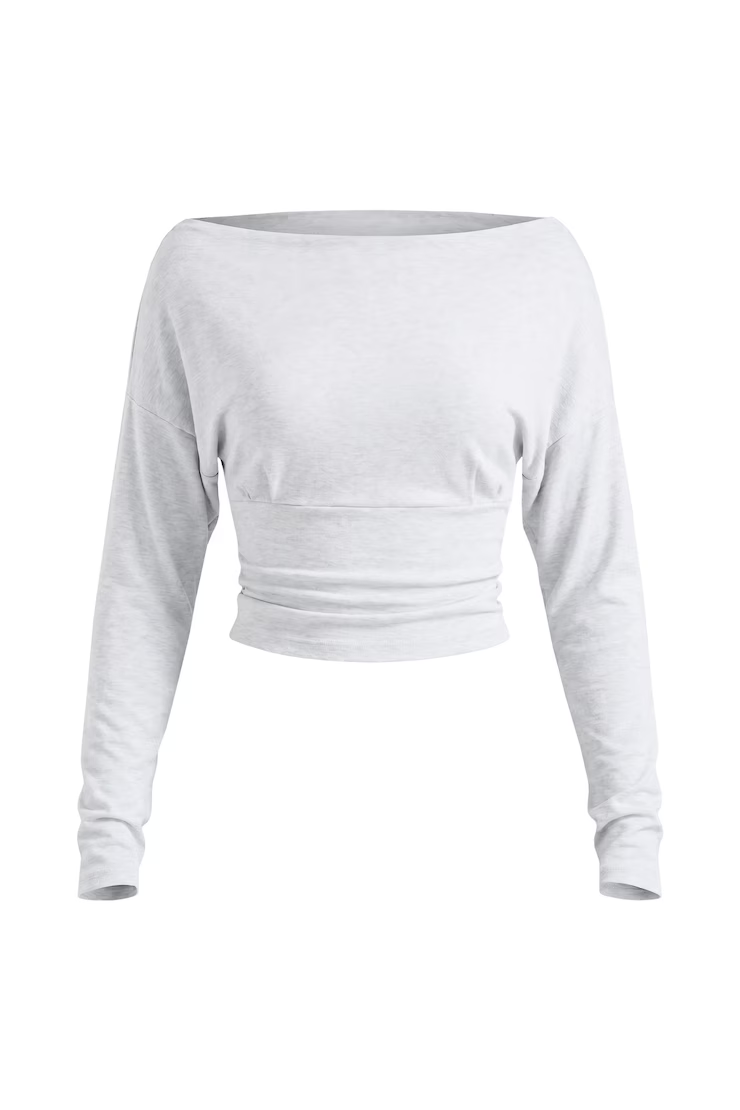 Alternative view of Asymmetric Snatched Waist Long Sleeve Top