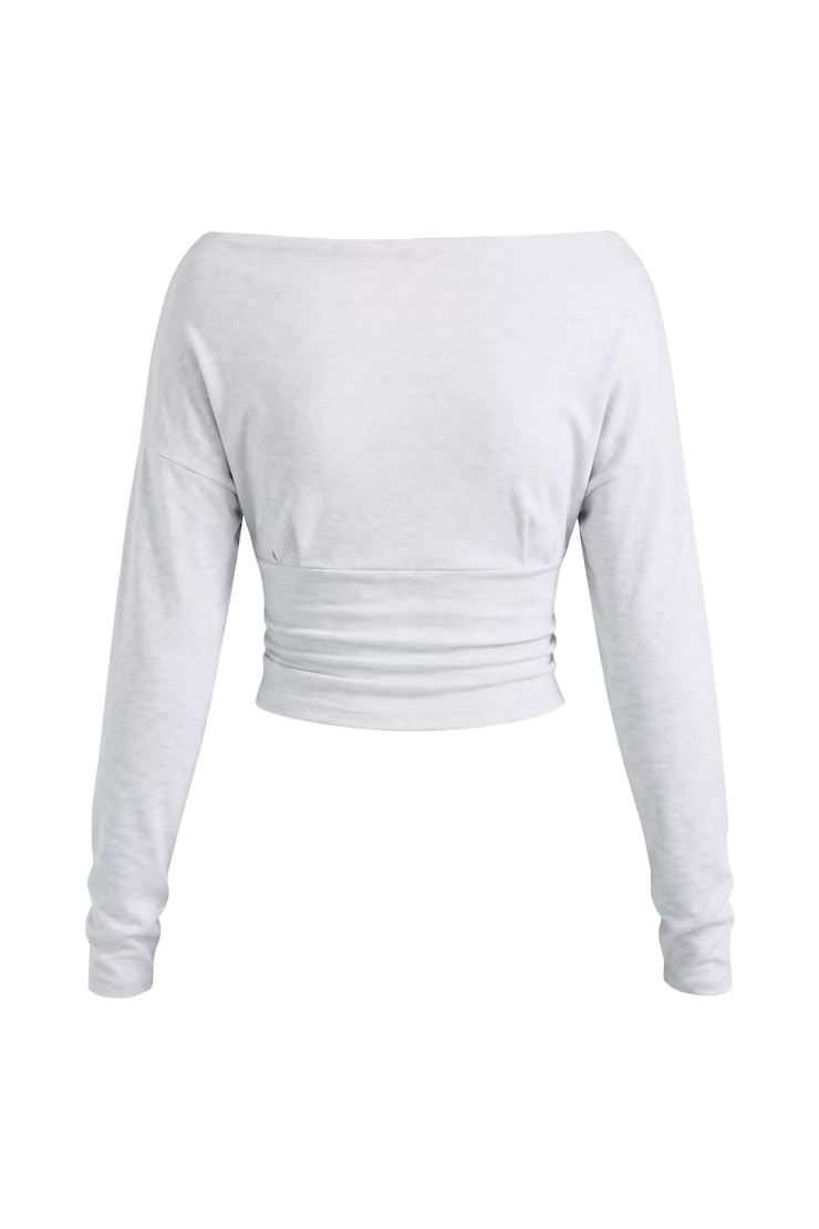 Asymmetric Snatched Waist Long Sleeve Top - Image 7