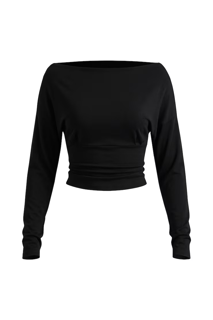 Alternative view of Asymmetric Snatched Waist Long Sleeve Top