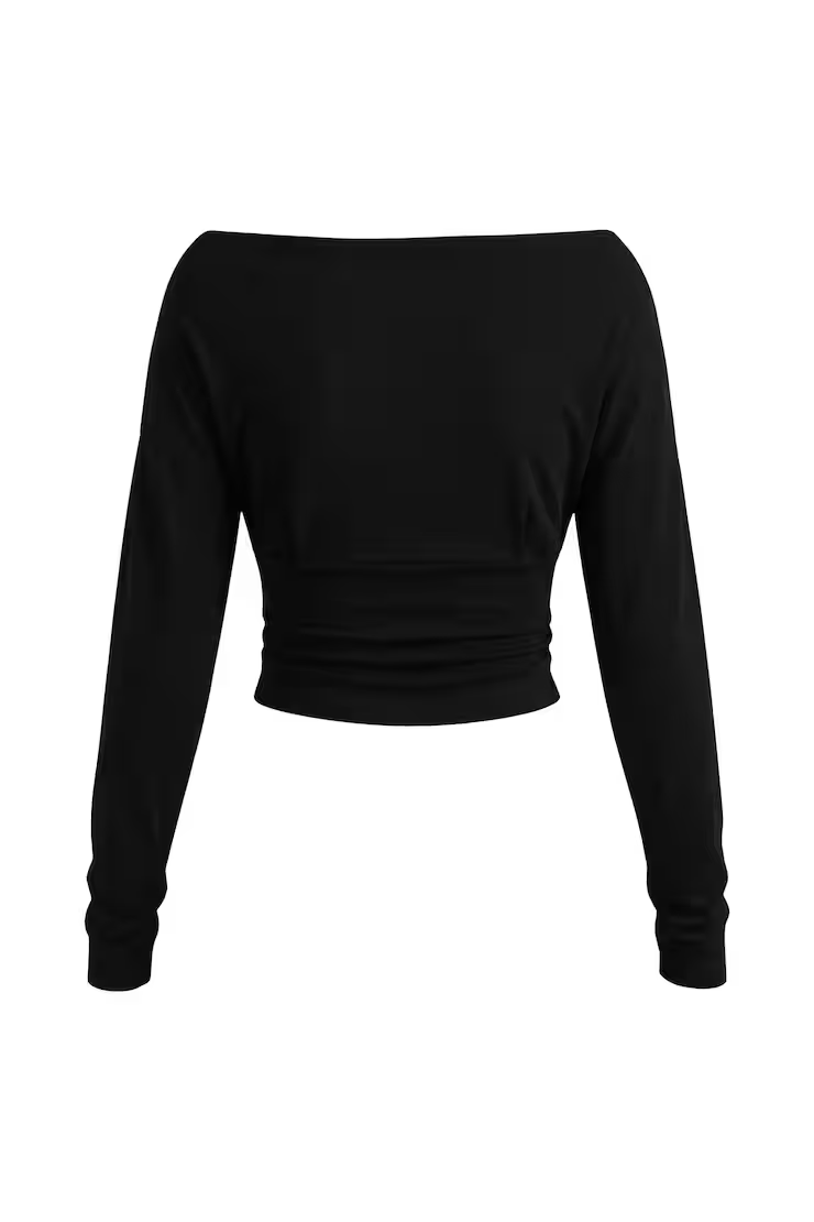 Asymmetric Snatched Waist Long Sleeve Top - Image 7
